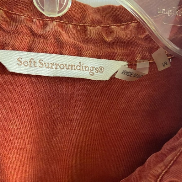 Soft surroundings button front shirt burnt Orange lyocell Medium - Picture 7 of 8